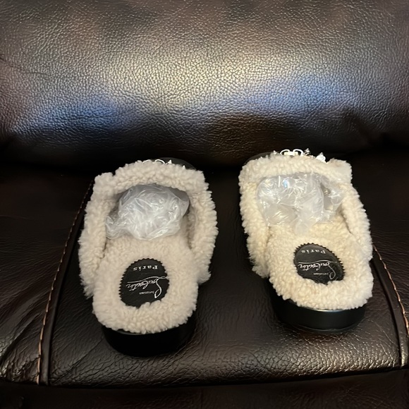 Christian Louboutin mens red bottom spike shearling leather loafer mules NWB - Picture 9 of 11